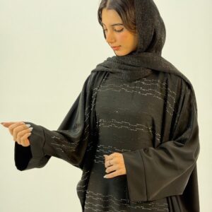 عبایی  نگین نقره ای مشکی