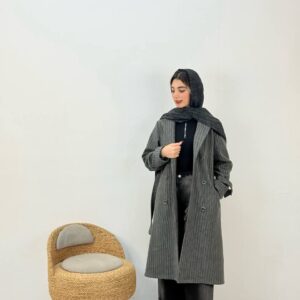 مانتو بلند دیپلمات جیب دار